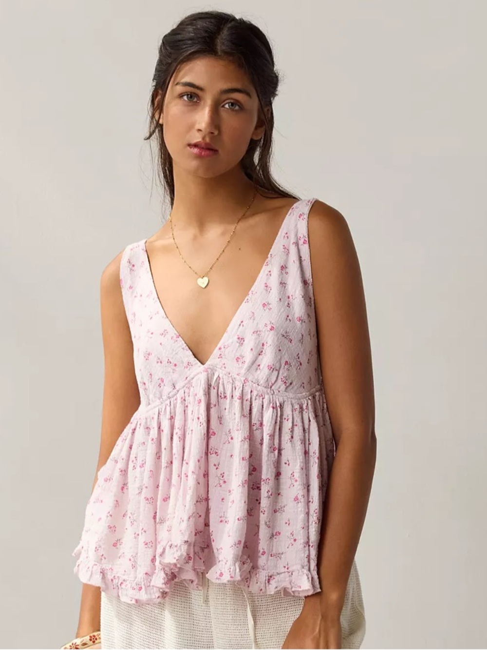 Urban Outfitters Out From Under Beachy Keen Plunge Babydoll Tank Top XXS NWOT